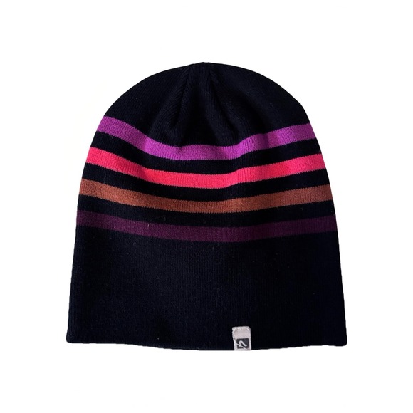 Flylow Accessories - Fly Low Flylow Unisex Beanie Adults Retro Stripe 9 Across One Size Black